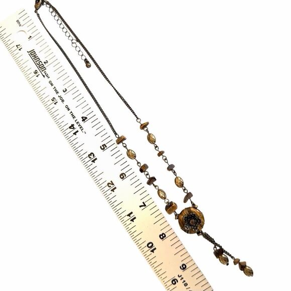 Avon Tiger’s Eye Y-Necklace Wire Wrapped Floral Drop - Picture 9 of 9